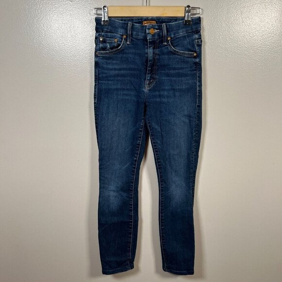 Mother High Waisted Looker Jeans Size 25 Teaming Up Dark Wash Skinny Leg Denim - Picture 1 of 11